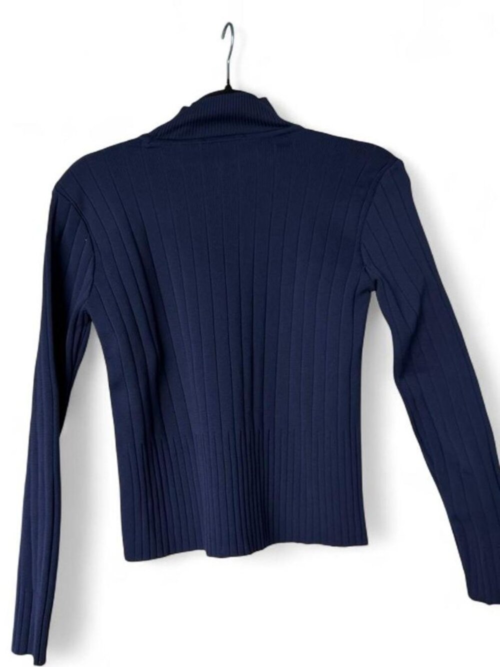 Navy Ribbed Mock Neck - Picture 2 of 2